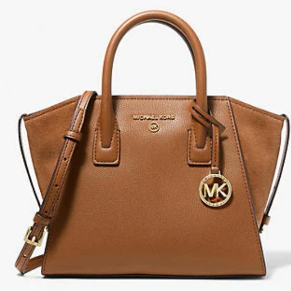 MICHAEL KORS AVRIL SMALL LEATHER TOP-ZIP SATCHEL